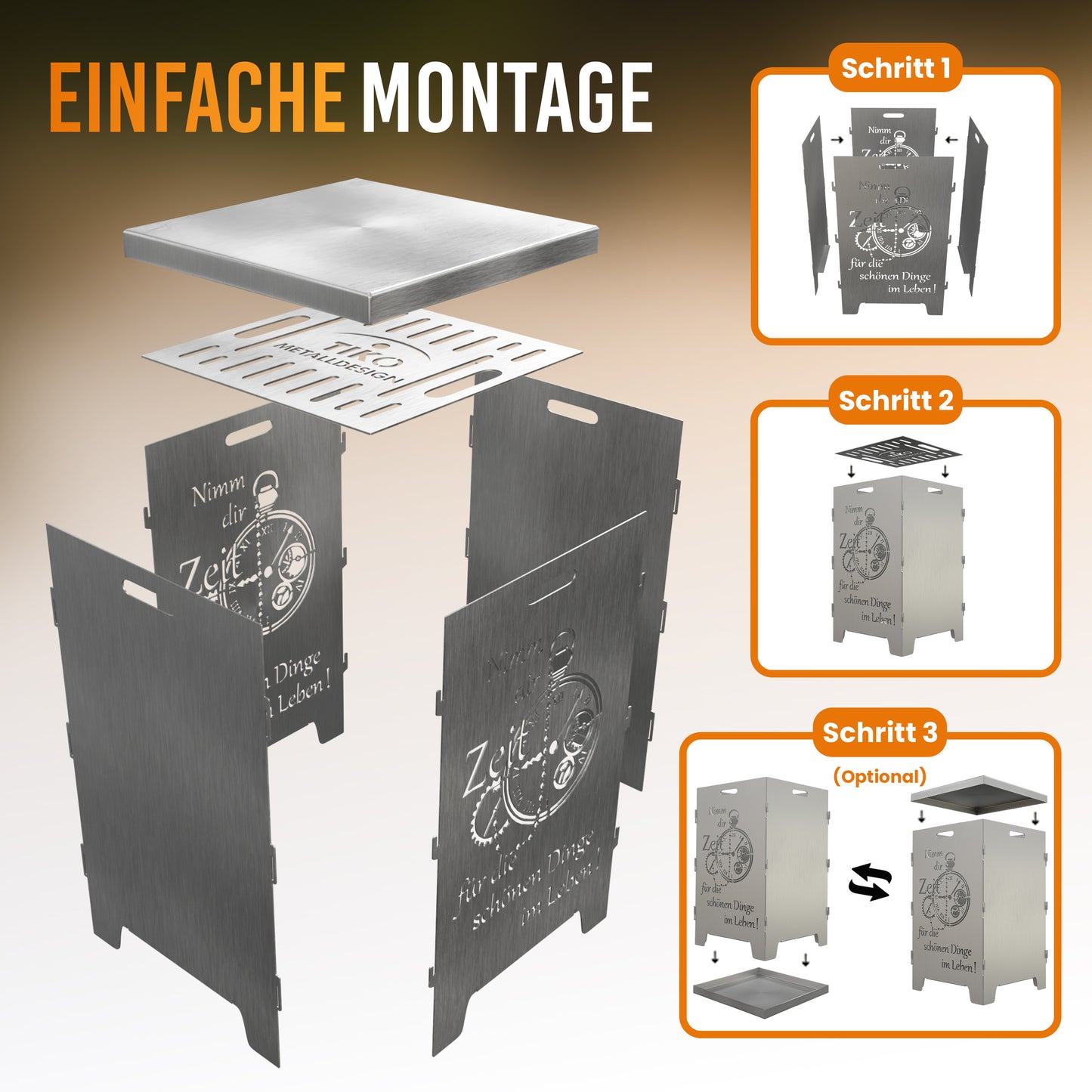 Feuerkorb "Nimm dir Zeit für die schönen Dinge im Leben"