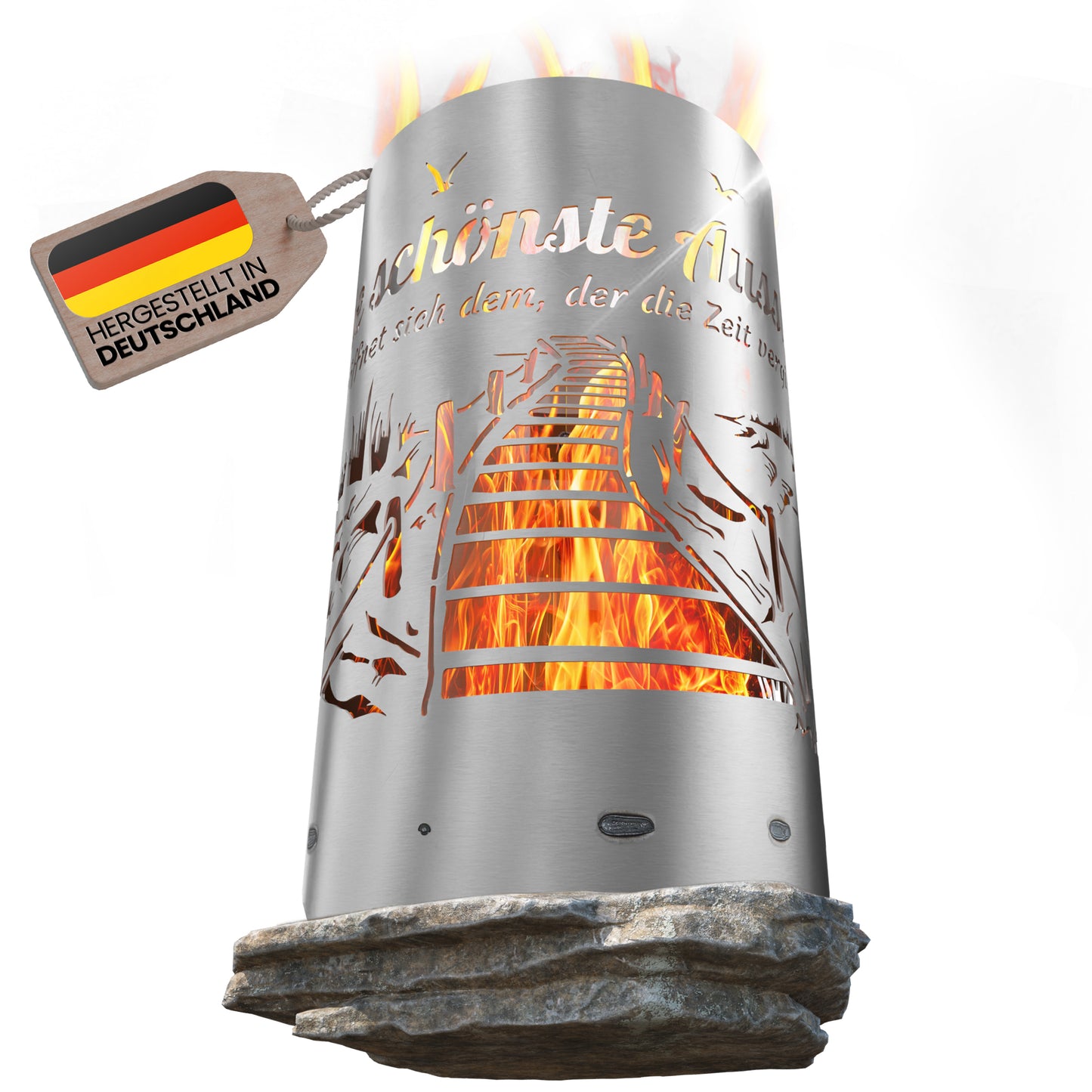 Feuertonne / Feuerkorb " Aussicht - Die schönste Aussicht eröffnet sich dem, der die Zeit vergisst "