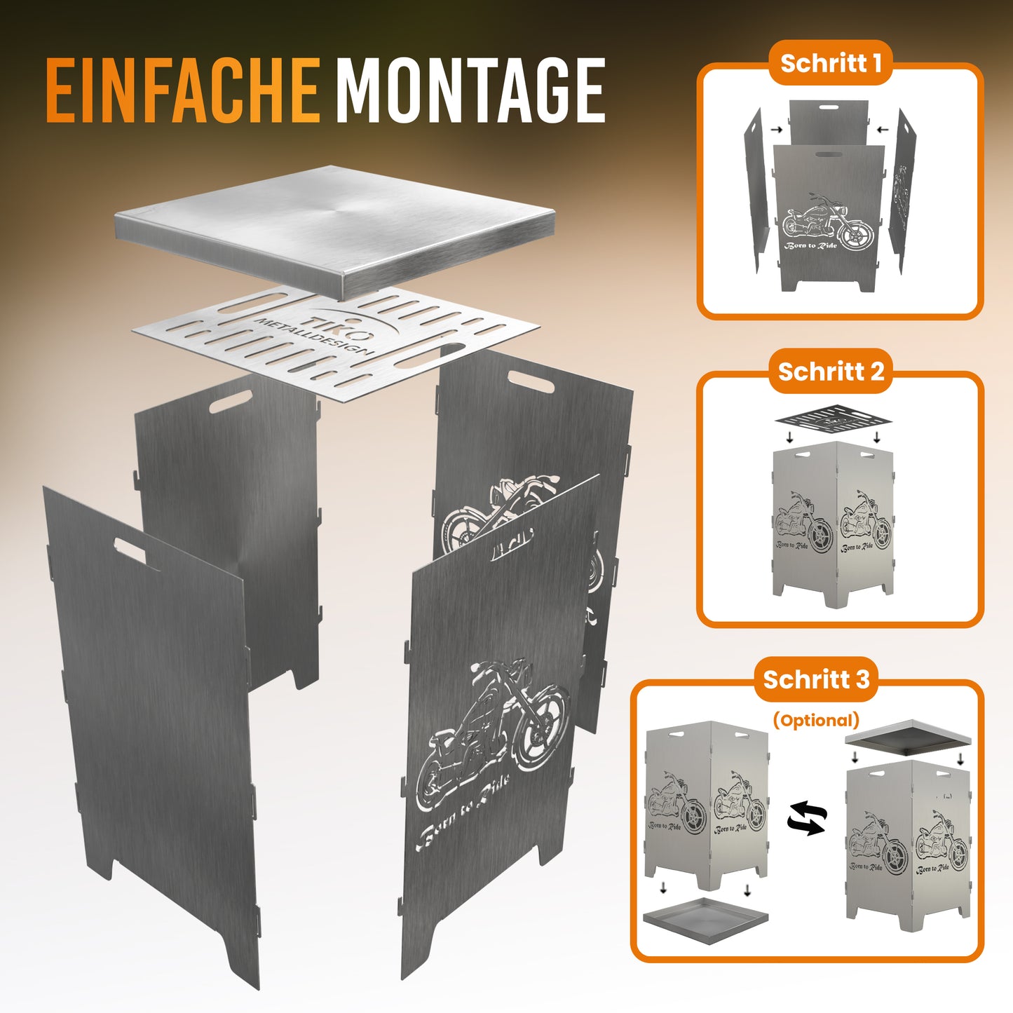 Feuerkorb "Born to ride"