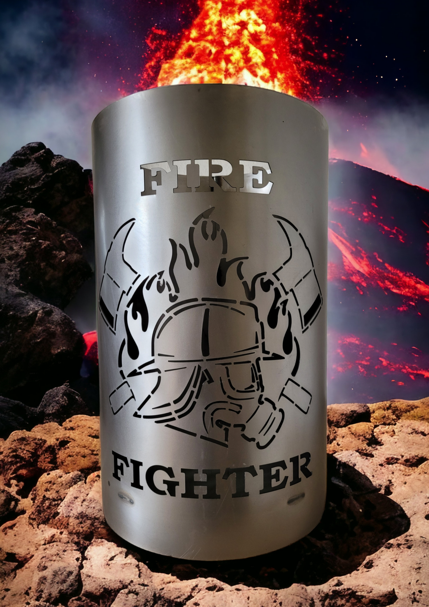 Feuertonne / Feuerkorb - Feuerwehrmann / Firefighter