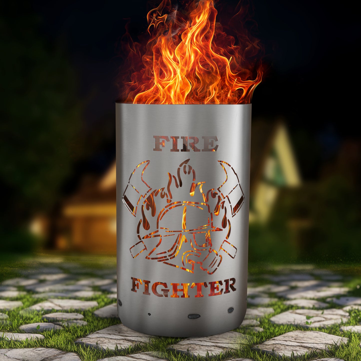 Feuertonne / Feuerkorb - Feuerwehrmann / Firefighter