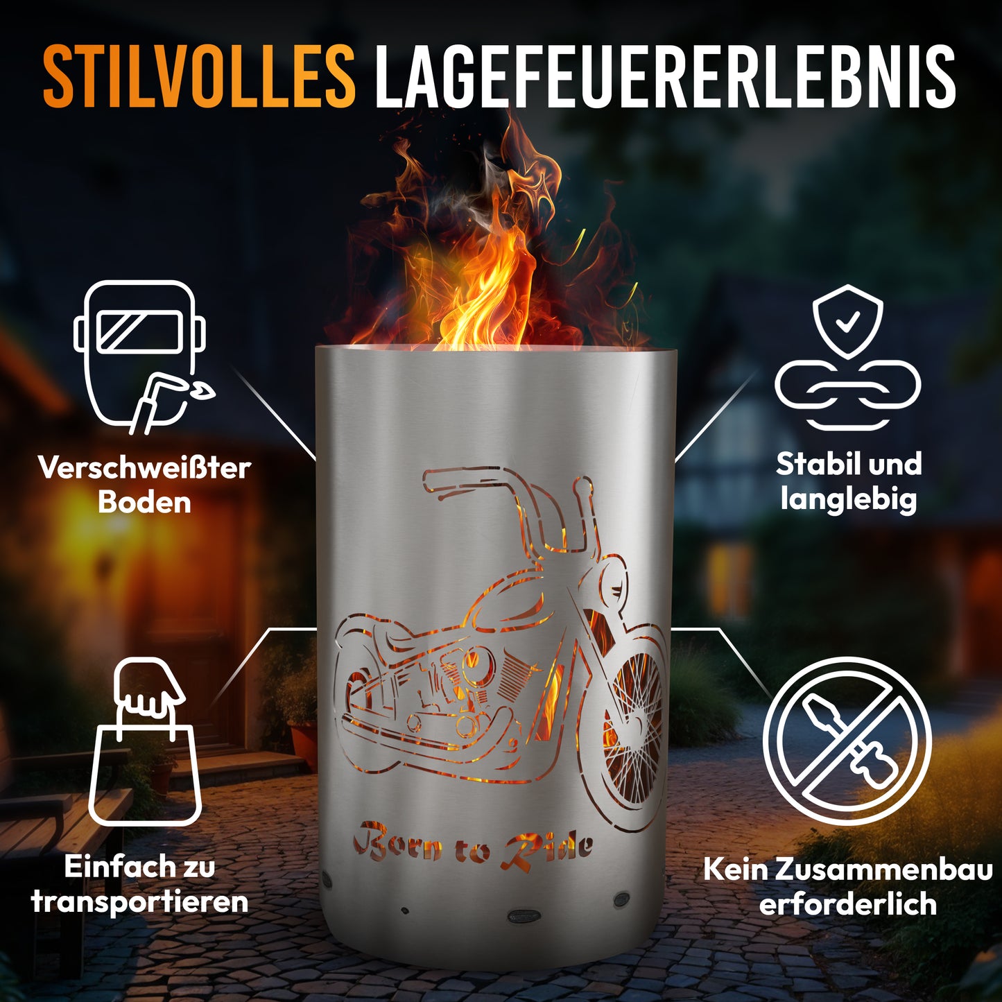 Feuertonne / Feuerkorb - Born to ride