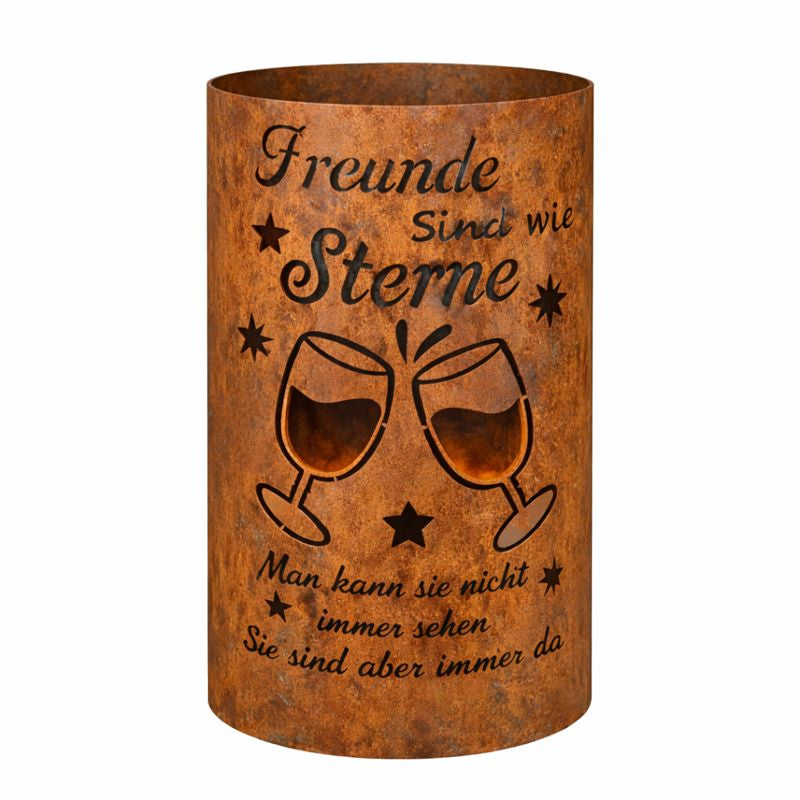 TiKo-Design® Feuertonne aus Stahl – „Freunde sind wie Sterne“
