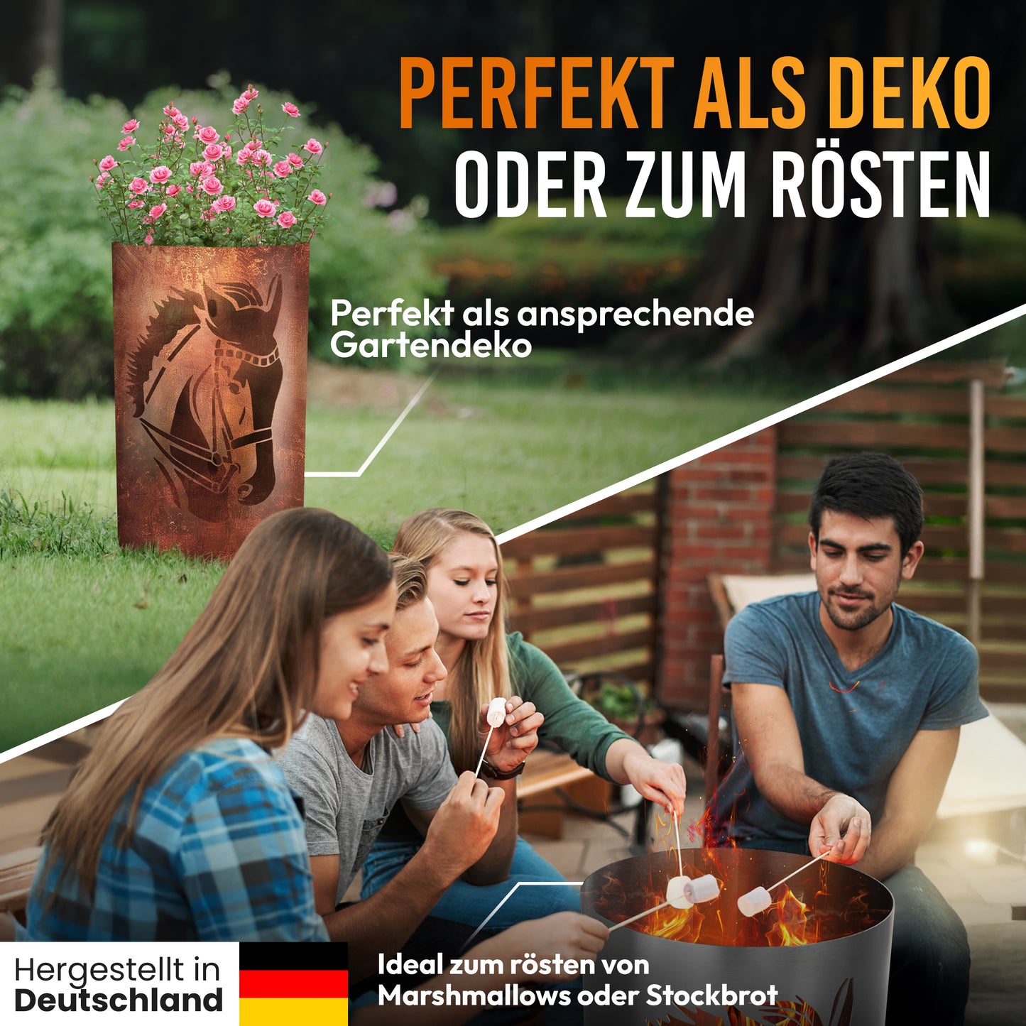 Feuertonne / Feuerkorb - Pferdekopf