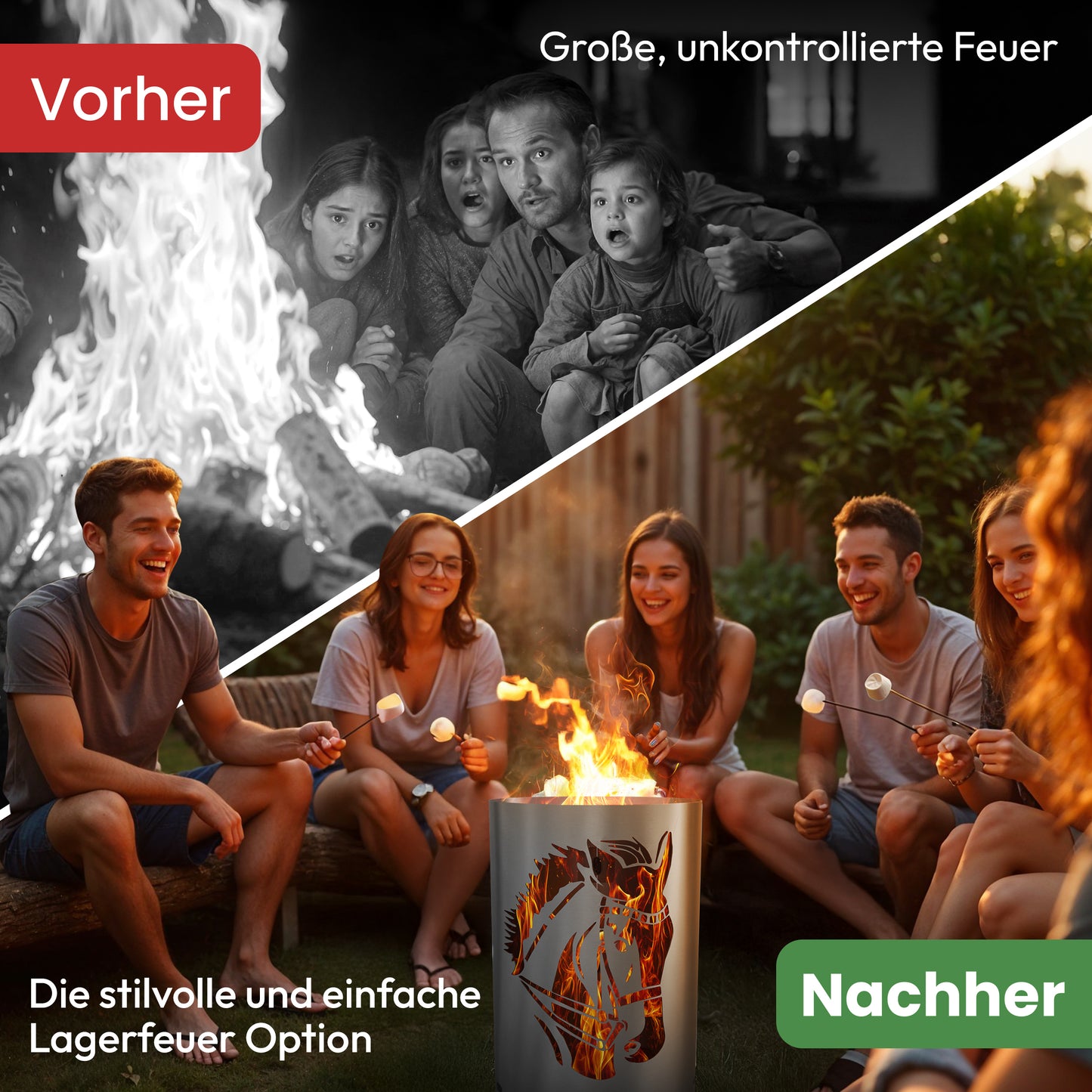 Feuertonne / Feuerkorb - Pferdekopf