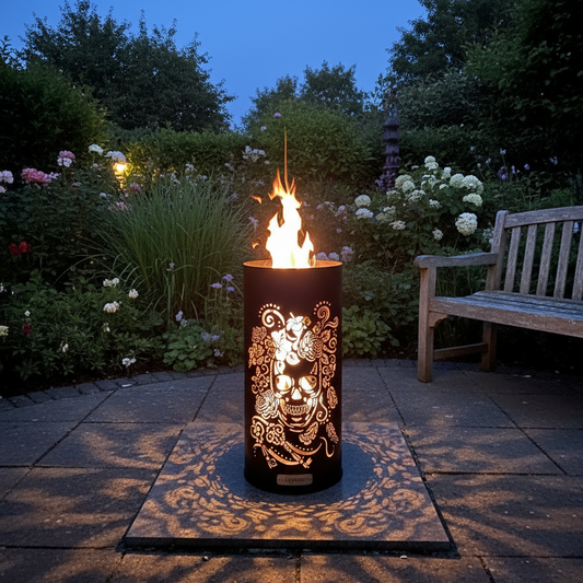 Feuertonne "Skull & Flowers"
