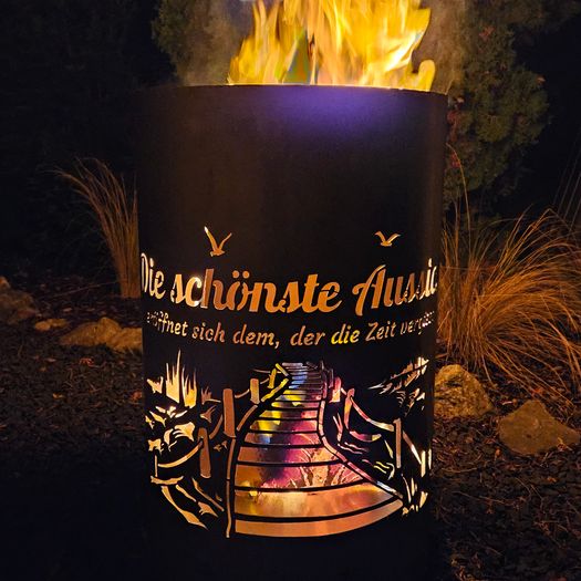 Feuertonne / Feuerkorb " Aussicht - Die schönste Aussicht eröffnet sich dem, der die Zeit vergisst "