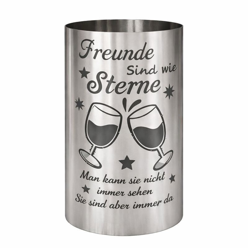 TiKo-Design® Feuertonne aus Stahl – „Freunde sind wie Sterne“