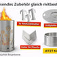 Feuertonne „Pusteblume“ mit passendem Zubehör – Grillplatte/Plancha, Abstandshalter und Plancha-Halter für vielseitige Nutzung im Garten