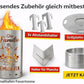 Feuertonne „Familie – Heimathafen“ mit Zubehör – Grillplatte / Plancha, Abstandshalter und Plancha-Halter