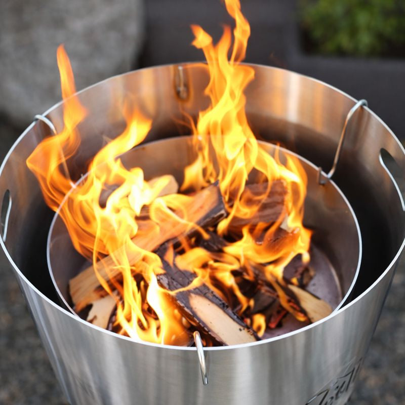 Holz-Grillkohle Einsatz mit Halter für Feuertonnen & Feuerkörbe bis 40 cm Ø geeignet