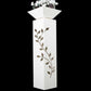 Weiße Motiv-Säule mit Ranken-Motiv pulverbeschichtet und Pflanzschale 115 cm