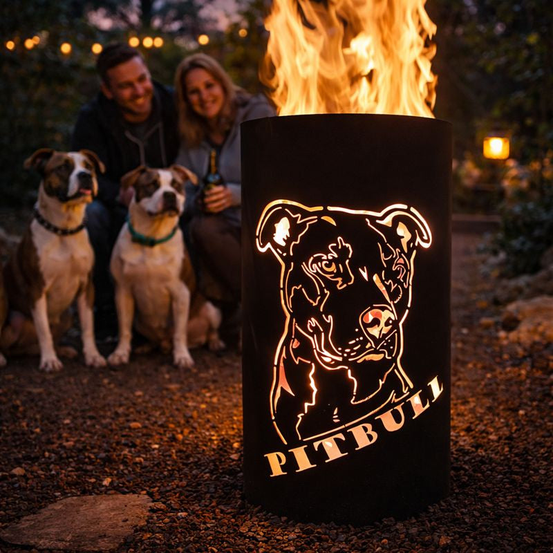 Feuertonne / Feuerkorb mit Pitbull Motiv