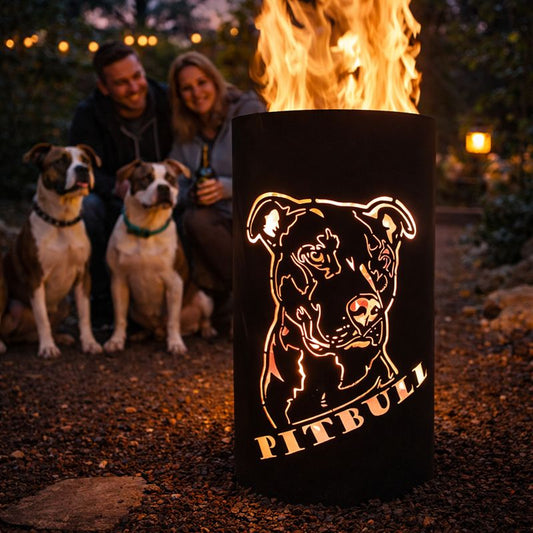 Feuertonne / Feuerkorb mit Pitbull Motiv