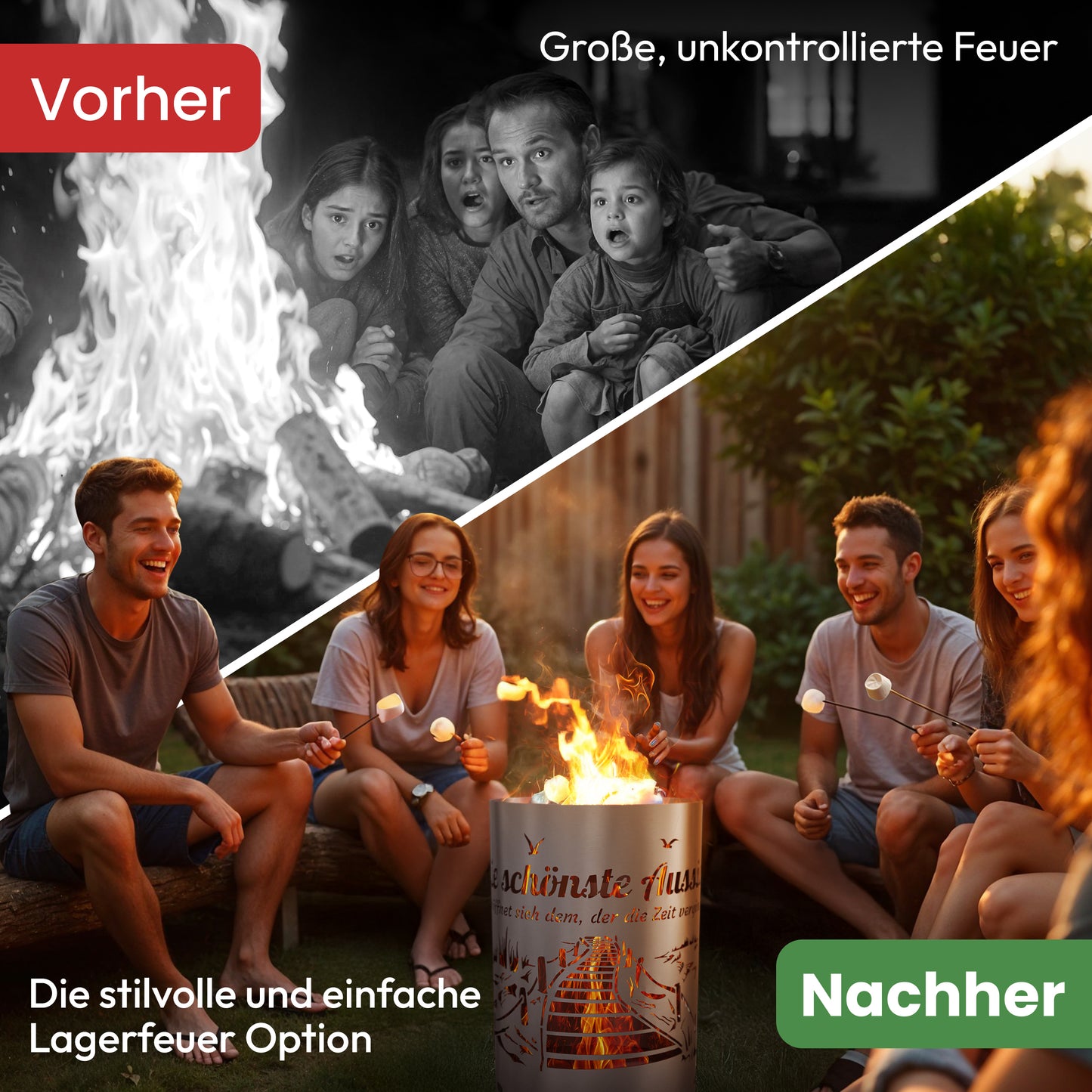 Feuertonne "Die schönste Aussicht eröffnet sich dem, der die Zeit vergisst"