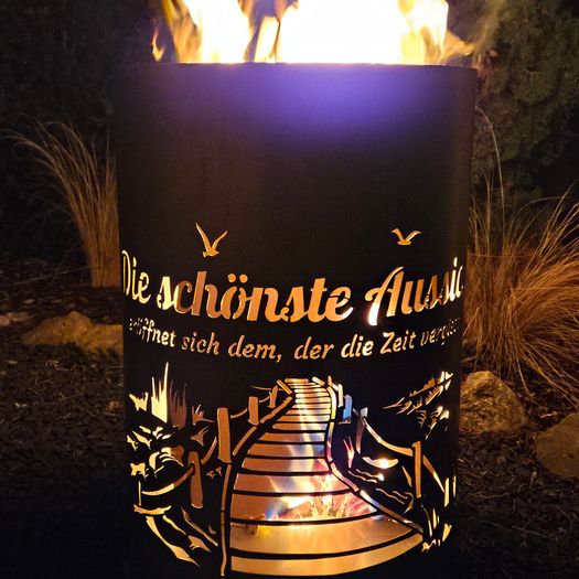 Feuertonne / Feuerkorb " Aussicht - Die schönste Aussicht eröffnet sich dem, der die Zeit vergisst "