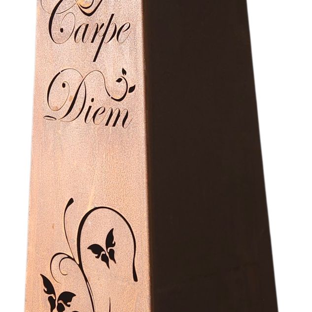 Rost Pyramiden-Säule 'Carpe Diem' mit Deko-Schale und Schmetterling-Motiv