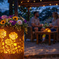 TiKo-Design® Blumen-Feuertonne als beleuchtete Gartendeko mit Blumenmotiv 🌸✨