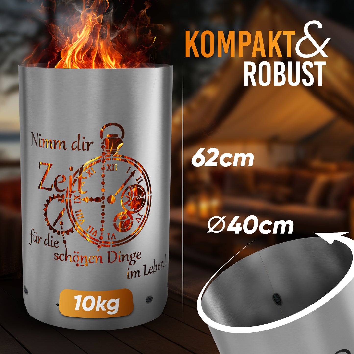 Feuertonne / Feuerkorb Zeit- Nimm dir Zeit für die schönen Dinge im Leben