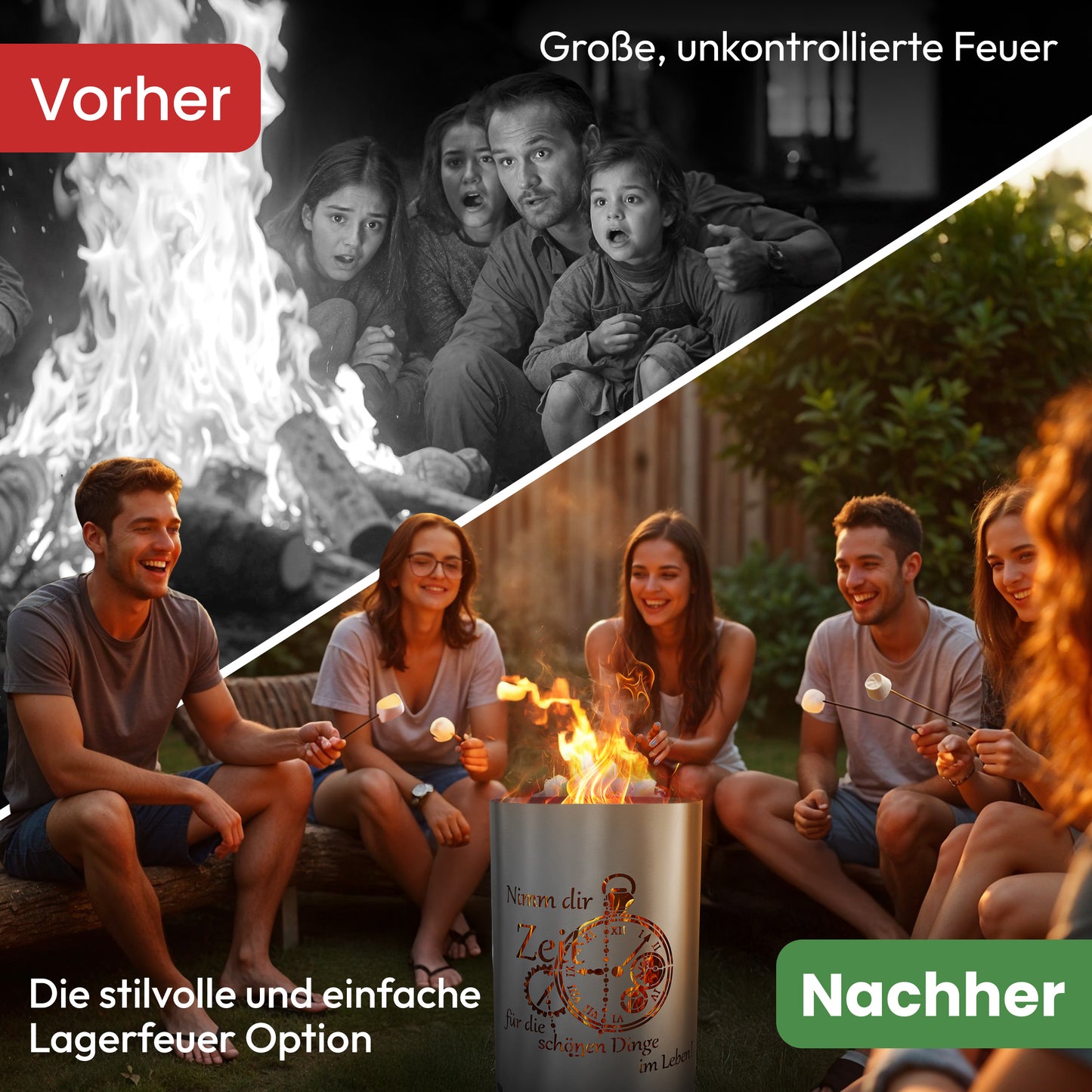 Feuertonne / Feuerkorb Zeit- Nimm dir Zeit für die schönen Dinge im Leben