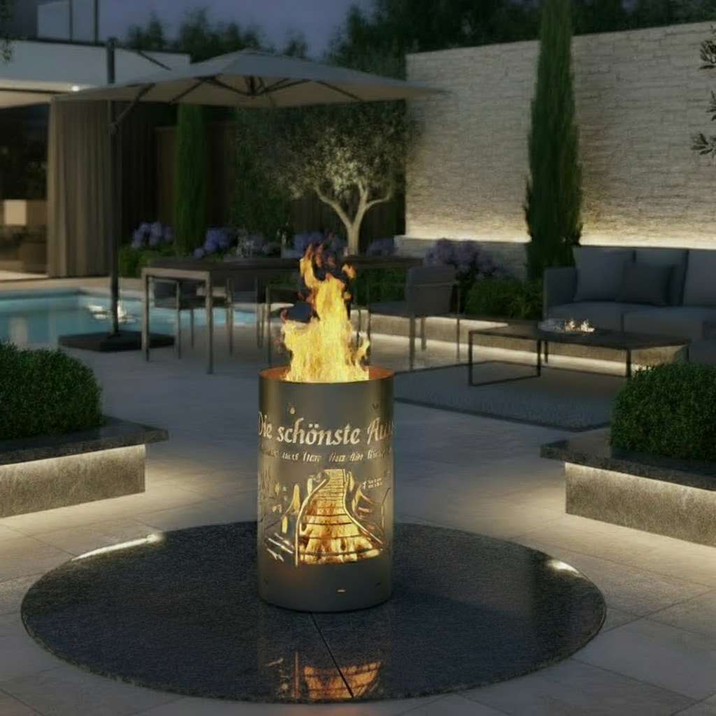 Feuertonne "Die schönste Aussicht eröffnet sich dem, der die Zeit vergisst"