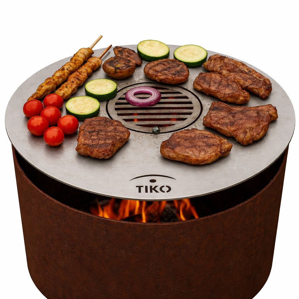 Grillplatte / Plancha inklusive Einlegerost für Feuerschale und Feuertonne im Durchmesser 80 cm