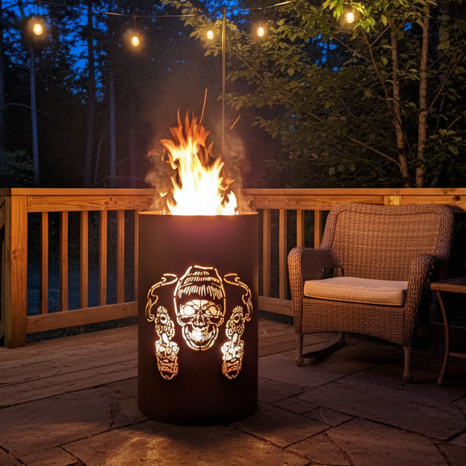 Feuertonne "Skull & Guns"